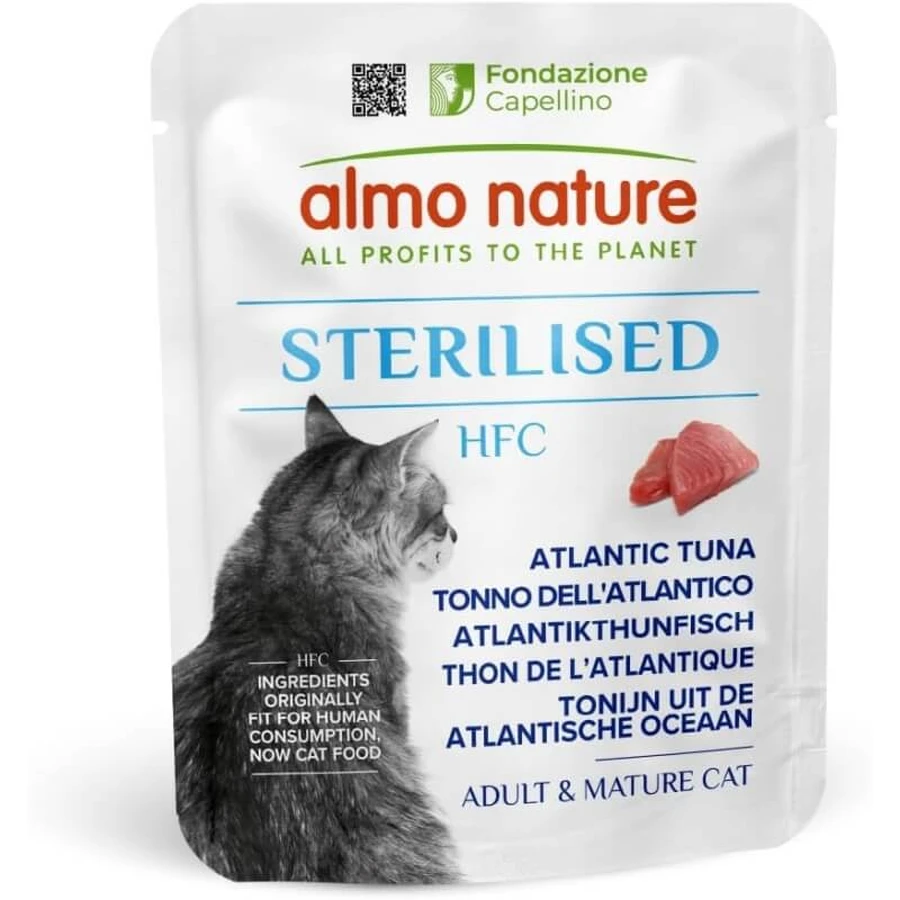 Almo Nature HFC Atún del Atlántico para gatos esterilizados - Alimento complementario para gatos adultos esterilizados o menos activos, 50 g