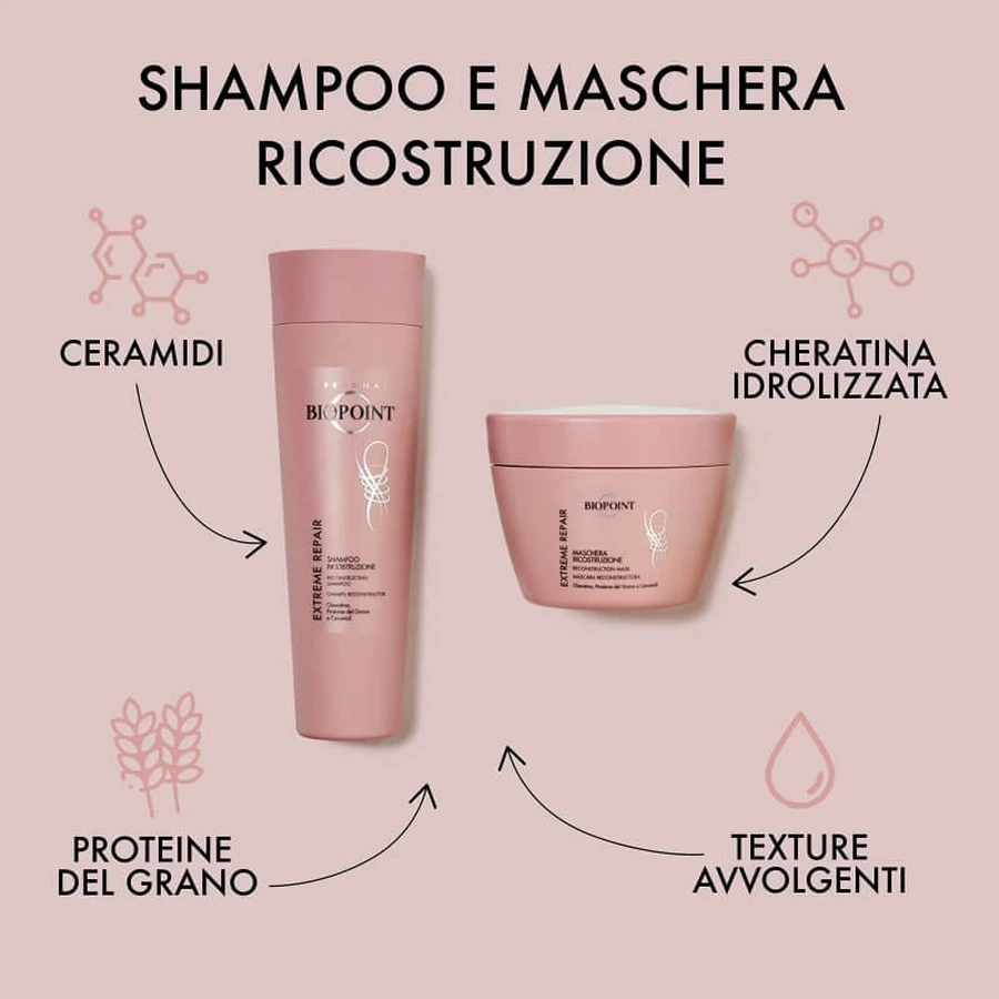 Biopoint Extreme Repair Shampoo for Damaged Hair, 200 ml