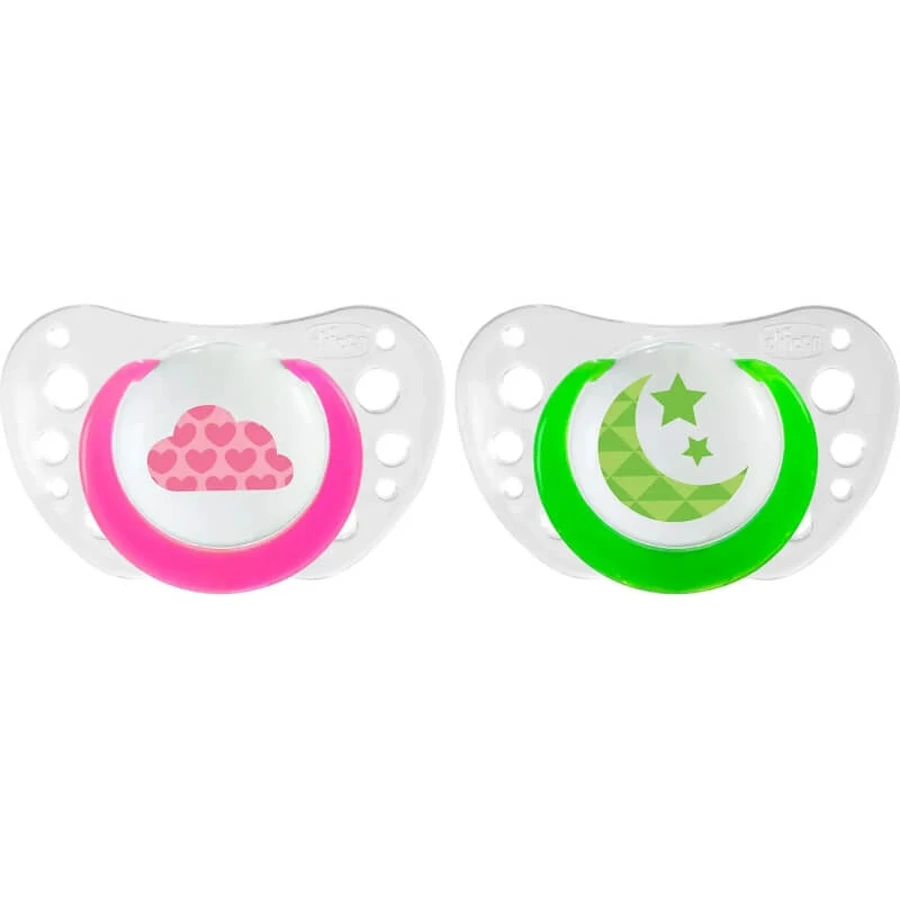Chicco Physio Air Lumi 6–16 maanden – 2 siliconen fopspenen – diverse kleuren