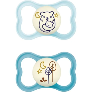 Mam Air Night - 2 Silicone Pacifiers, Size 16+, Light Blue