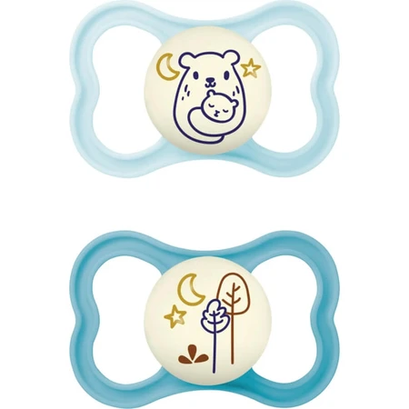 Mam Air Night - 2 Silicone Pacifiers, Size 16+, Light Blue