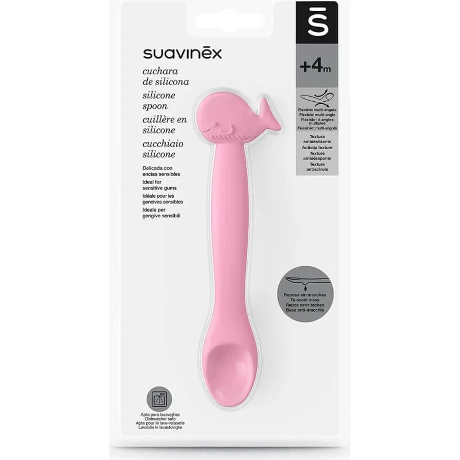 Suavinex Whale - Silicone Spoon - Pink