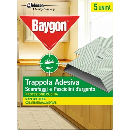 Baygon 5 zelfklevende kakkerlakkenvallen voor bescherming in de keuken