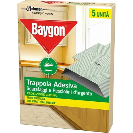 Baygon 5 zelfklevende kakkerlakkenvallen voor bescherming in de keuken