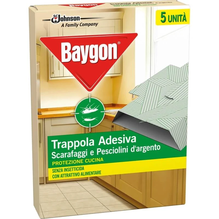 Baygon 5 zelfklevende kakkerlakkenvallen voor bescherming in de keuken