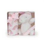 Cangaroo-Geschenkset für Neugeborene – Weiche Fleece-Decke und Regenbogen-Einhorn-Plüschtier