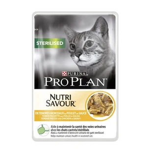 Purina Pro Plan Nutri Savour Pollo - Alimento completo para gatos adultos esterilizados, 10 x 85 g