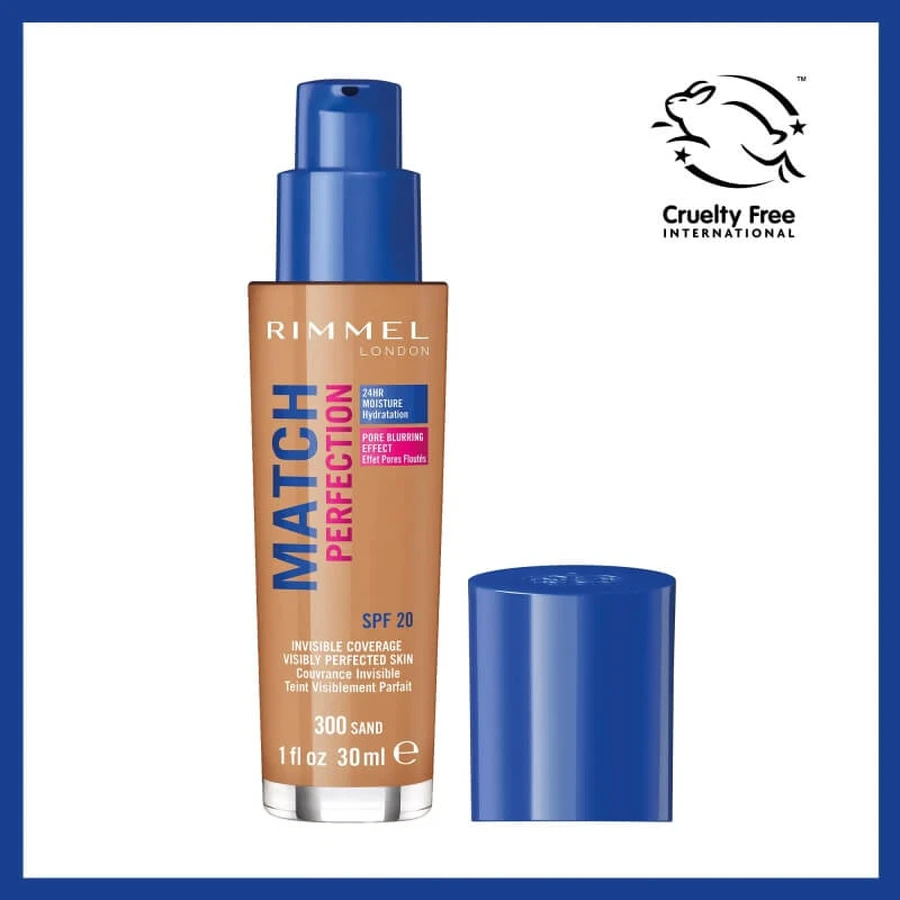 Rimmel Match Perfection - Base de maquillaje líquida con SPF 20 - N.º 300 Sand