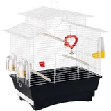 Ferplast Pagoda - White bird cage with a multi-level roof, removable tray, and included accessories