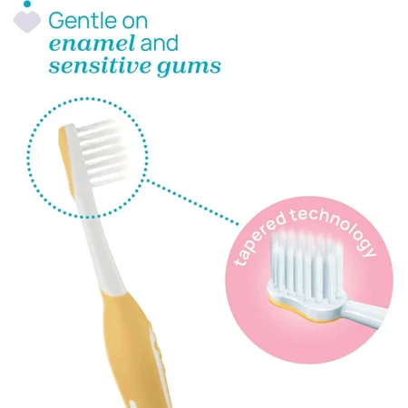 Chicco Double Toothbrush for First Teeth, 6–36 Months - Pink - Yellow