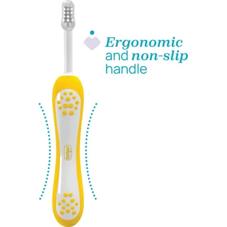 Chicco Double Toothbrush for First Teeth, 6–36 Months - Pink - Yellow