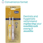 Chicco Double Toothbrush for First Teeth, 6–36 Months - Pink - Yellow