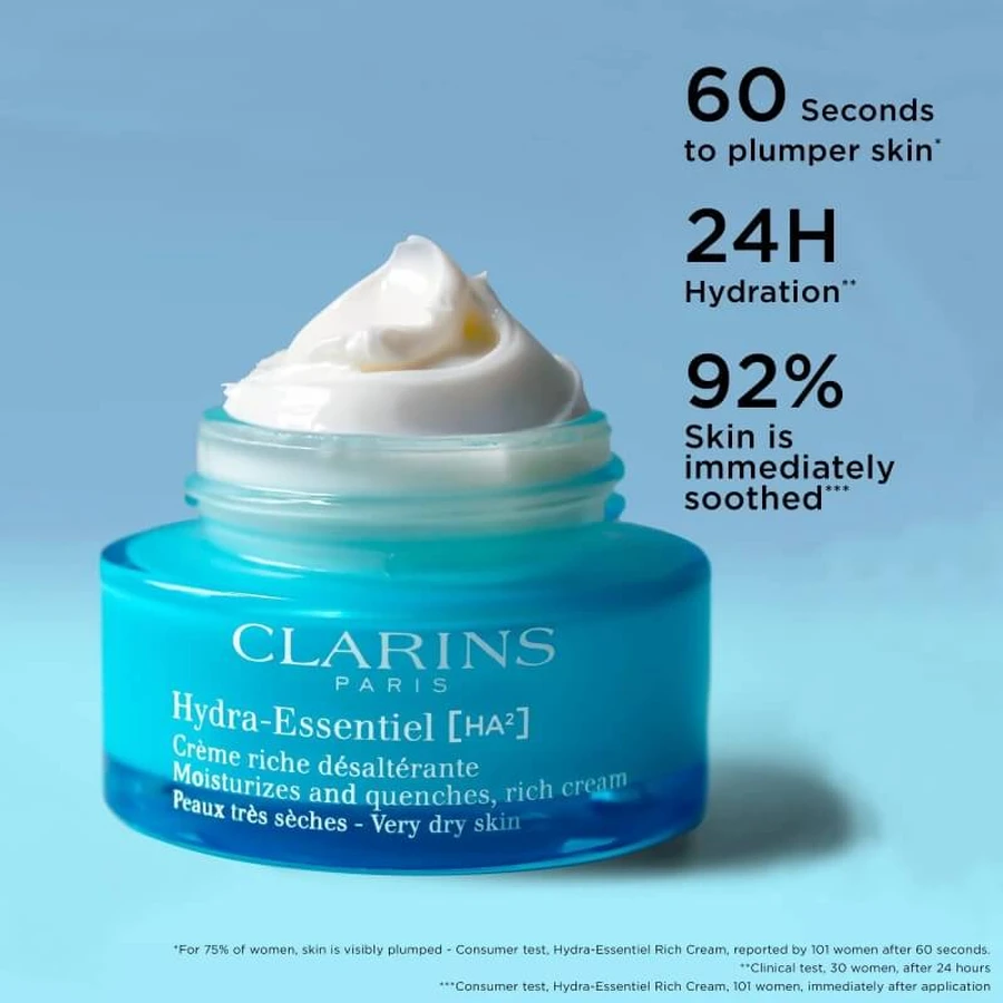 Clarins Hydra-Essentiel HA2 - Rijke vochtinbrengende crème voor de droge huid, 50 ml