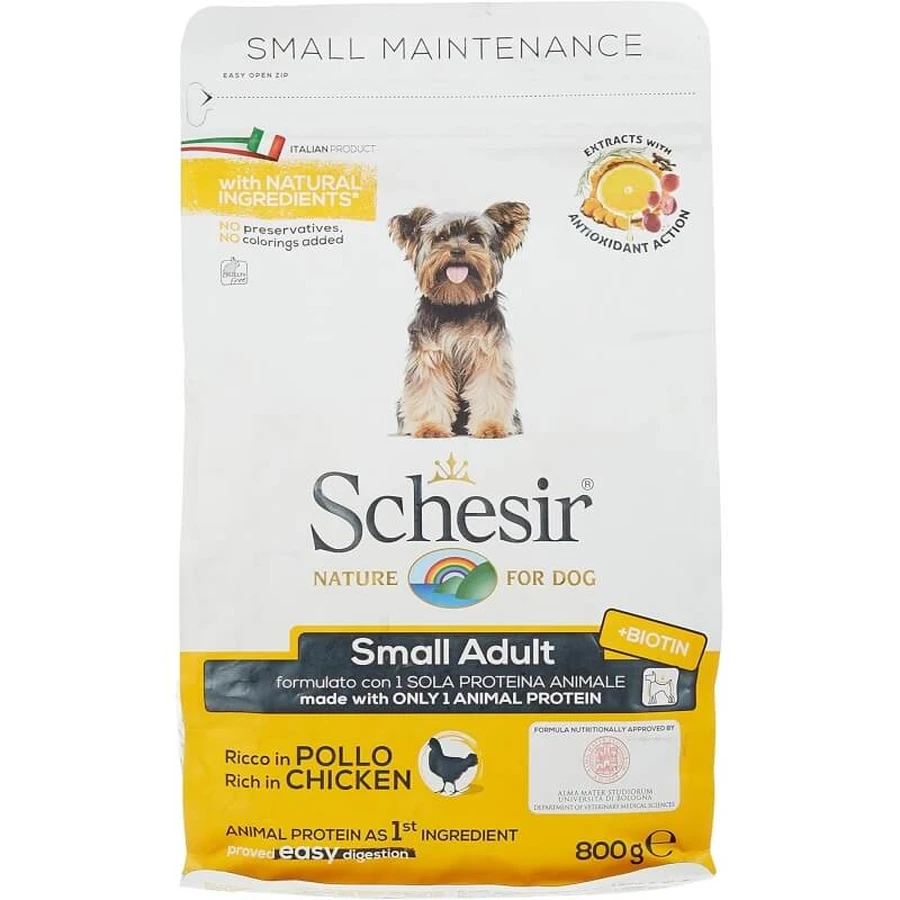 Schesir Small Maintenance Small Adult Chicken – Alleinfuttermittel für kleine erwachsene Hunde, 800 g