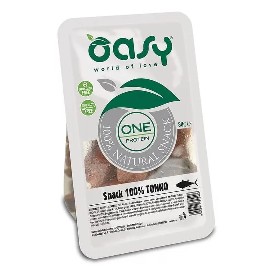 Oasy One: snack para perros con 100 % de proteína de atún, 80 g