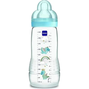 Biberón Mam Easy Active: biberón de 330 ml con tetina de silicona, con diseños variados para niños