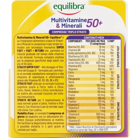 Equilibra Multivitamine & Mineralstoffe 50+ – Vitamin- und Mineralstoffpräparat, 30 Tabletten