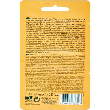Geomar Energy Boost - Verhelderend en verkwikkend gezichtsmasker, 2 doseringen