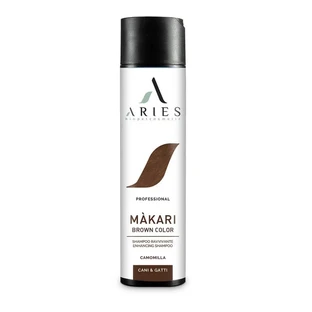 Aries Biopetcosmetic Makari, Marrón - Champú revitalizador del color para perros y gatos de pelaje marrón, 250 ml