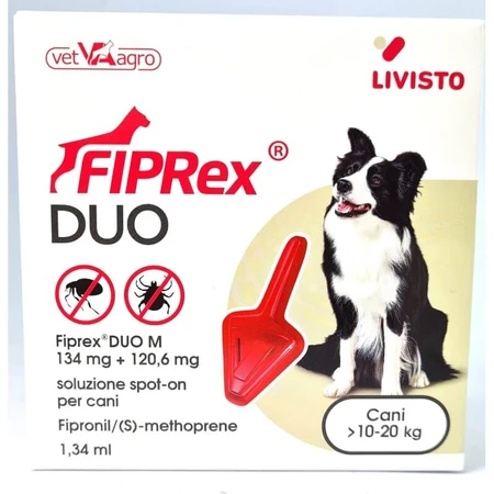 Livisto Fiprex Duo M - Ontwormingsmiddel voor honden met een gewicht van 10–20 kg, 1,34 ml