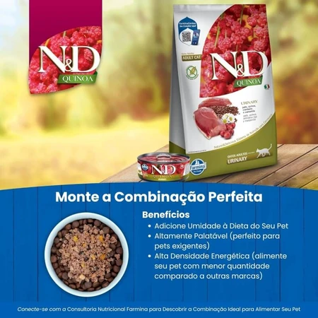 Farmina N&amp;d Quinoa Urinary Duck - Alimento completo para gatos adultos con problemas urinarios, 80 g