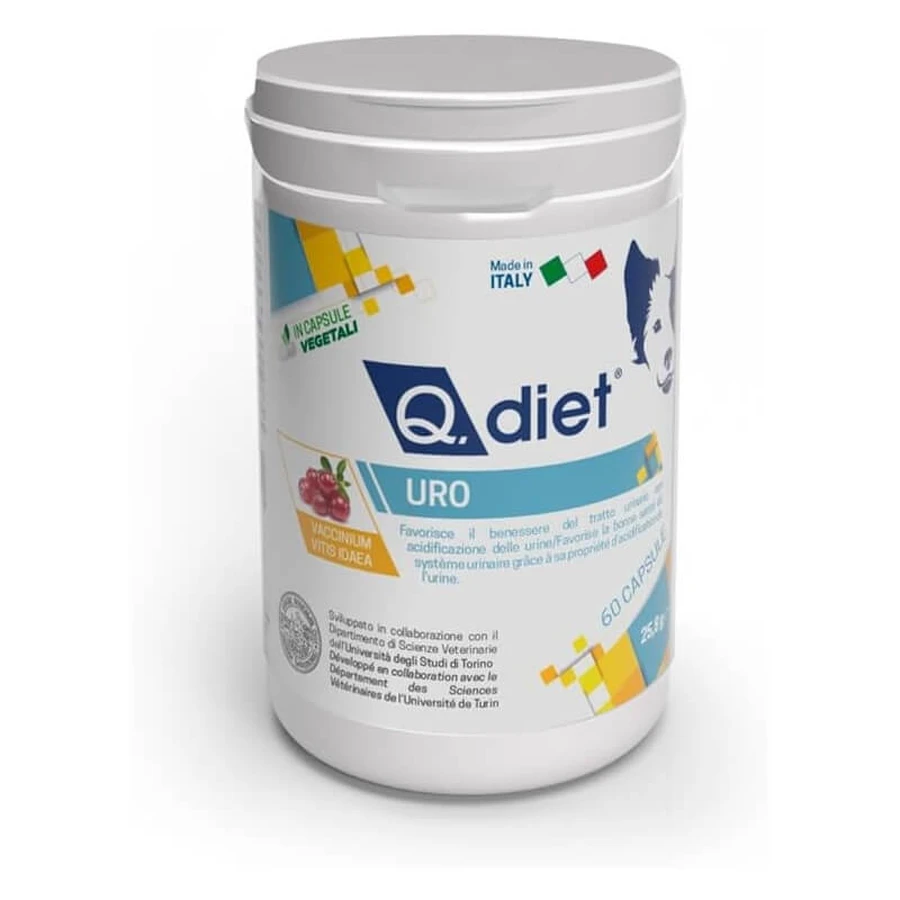 Q vet Q.diet uro - Complemento protector y acidificante para el tracto urinario 60 cápsulas