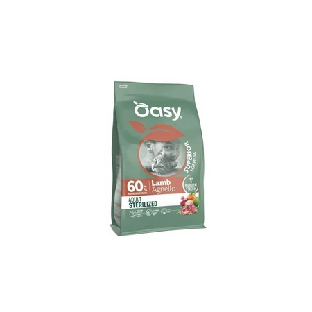 Oasy Superior formula pentru pisici adulte sterilizate, cu carne de miel – hrană completă pentru pisici adulte sterilizate, 300 gr