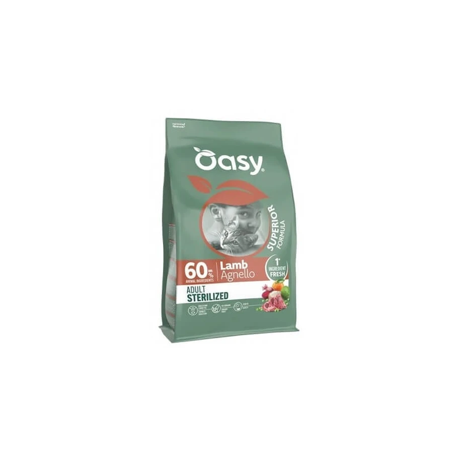 Oasy Superior formula pentru pisici adulte sterilizate, cu carne de miel – hrană completă pentru pisici adulte sterilizate, 300 gr