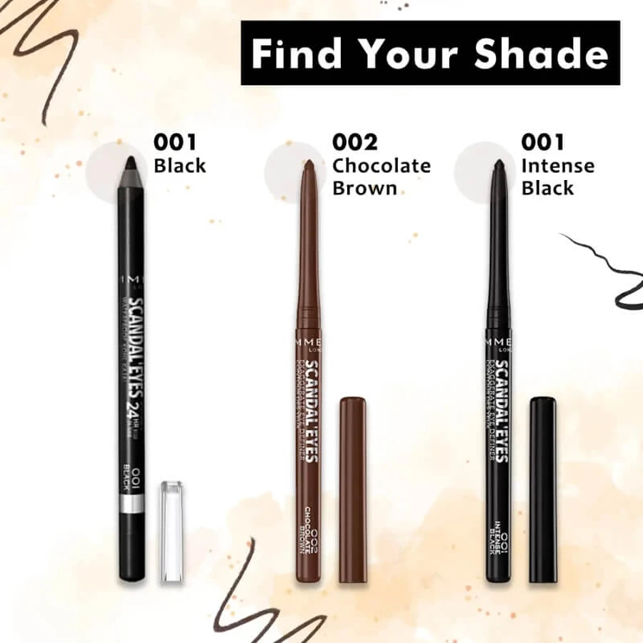 Rimmel Scandaleyes Exaggerate - Waterproof Retractable Eye Pencil No. 001 Intense Black