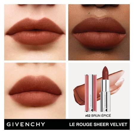 Givenchy Le Rouge Sheer Velvet - Matte lippenstift nr. 52 Brun Épice