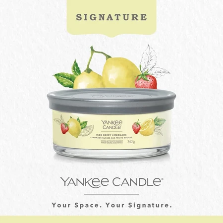 Yankee Candle Iced Berry Lemonade - Signature-kaars in beker met 5 lonten, 340 g