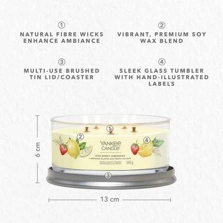 Yankee Candle Iced Berry Lemonade - Signature-kaars in beker met 5 lonten, 340 g