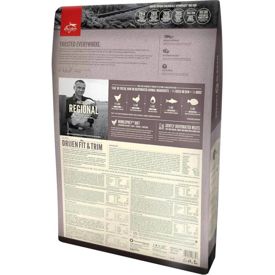 Orijen Fit &amp; Trim - Volledig voer voor volwassen honden van alle groottes, om een gezond gewicht te behouden, 11,4 kg