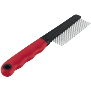 Ferplast Gro 5860 - Peigne pour chiens et chats à poils mi-longs à longs, doté de dents chromées et d'un manche antidérapant
