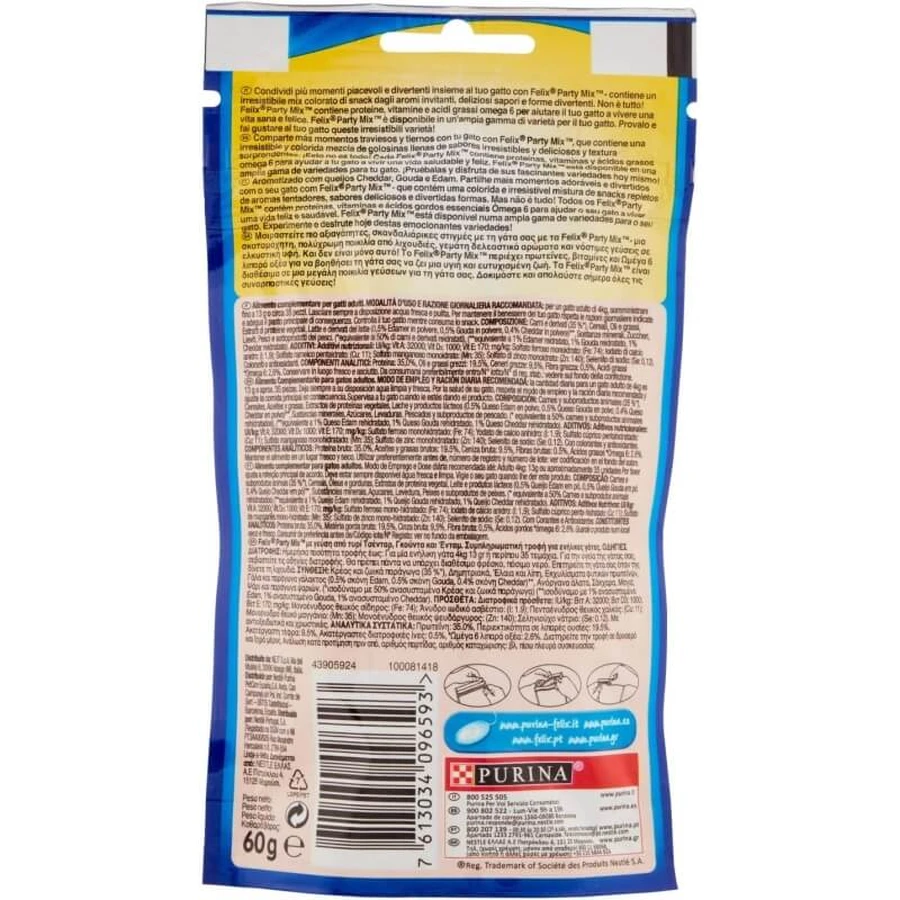 Purina Felix Party Mix Cheezy Mix - Cat Snacks, 60 g