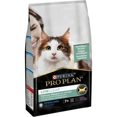 Purina Pro Plan LiveClear Senior Turkey - Alimento completo para gatos mayores esterilizados, 1,4 kg