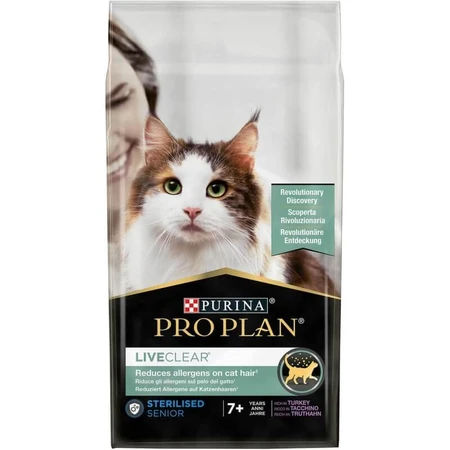 Purina Pro Plan LiveClear Senior Turkey - Alimento completo para gatos mayores esterilizados, 1,4 kg