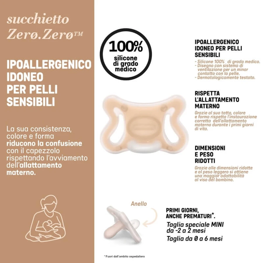 Suavinex zero. zero - left-handed pacifier with symmetrical Pro nipple, 0–6 months