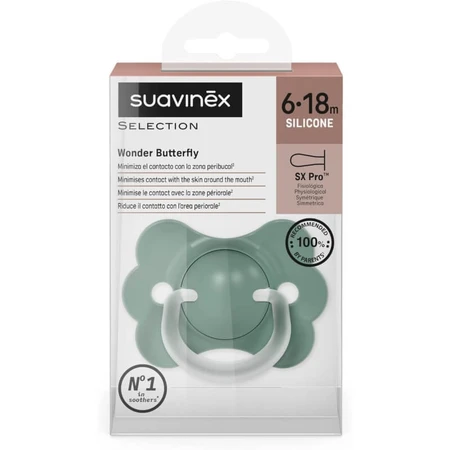 Suavinex Wonder Butterfly - SX Pro siliconenfopspeen, 6–18 maanden - Groen