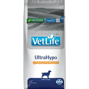 Farmina Vet Life Ultrahypo Pește – hrană dietetică completă pentru câini cu intoleranțe și dermatite, 12 kg
