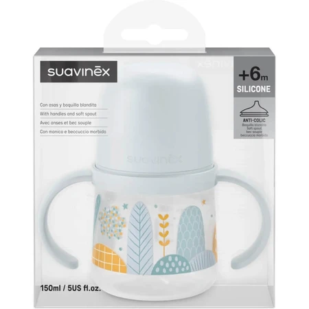 Suavinex Dreams – 150 ml auslaufsichere Flasche mit Griffen – Hellblau