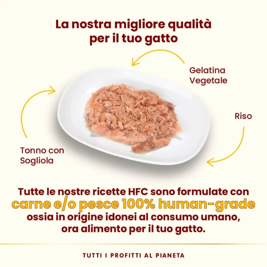 Almo Nature HFC Jelly au thon et à la sole - Aliment complémentaire pour chats adultes (boules de poils) 55 g