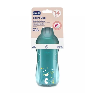 Vaso Chicco Sport - Vaso térmico, a partir de los 14 meses, azul claro, 266 ml