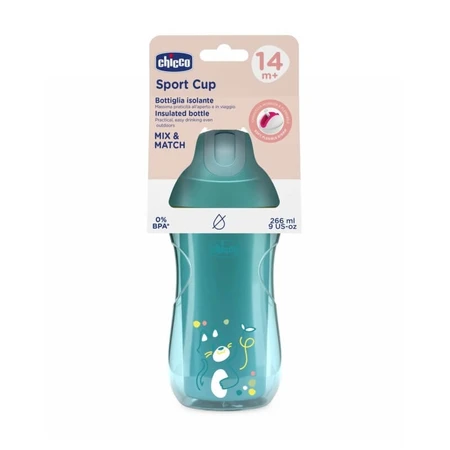 Vaso Chicco Sport - Vaso térmico, a partir de los 14 meses, azul claro, 266 ml
