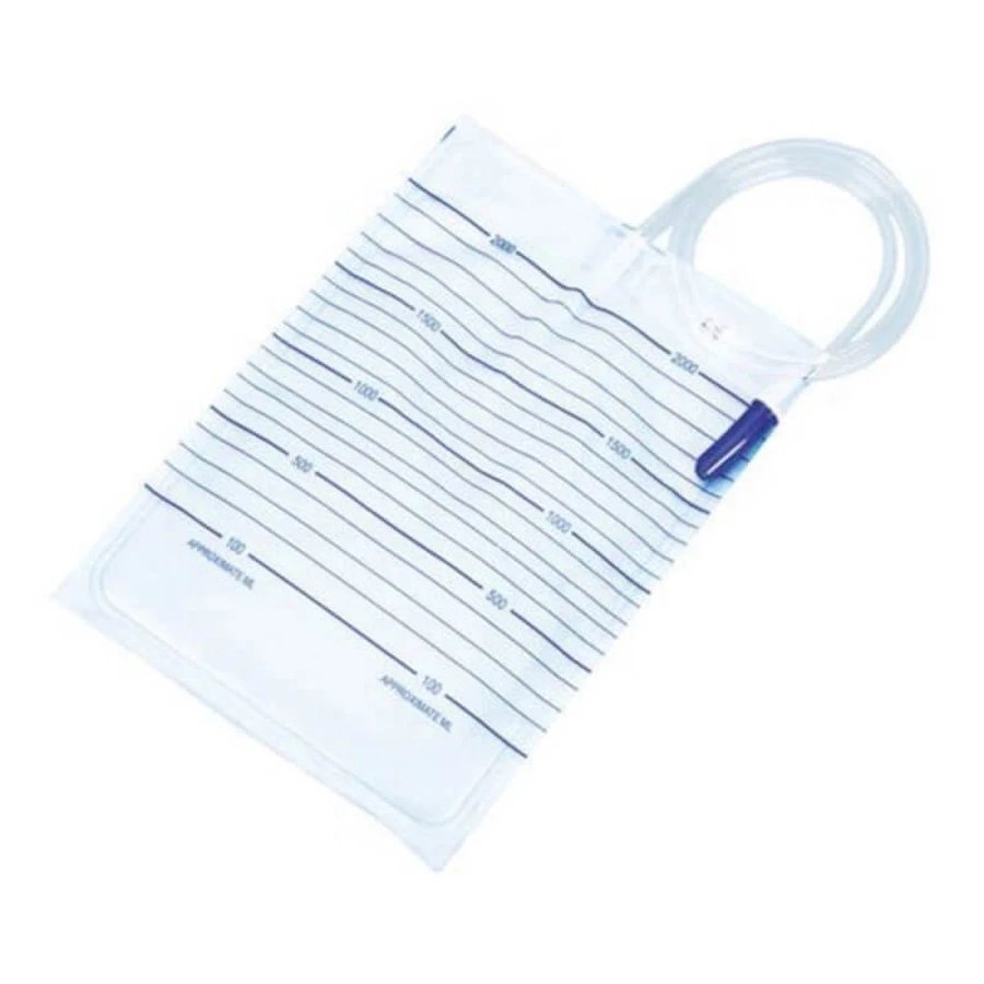 2-liter urine collection bag with drain