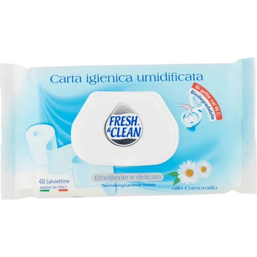 Fresh &amp; clean șervețele umede pentru igienă personală – 48 de șervețele cu mușețel