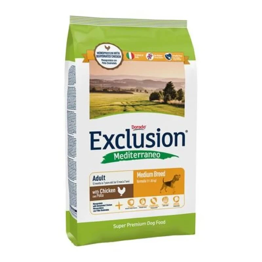Exclusion Mediterraneo Noble Grain Chicken - Complete Food for Adult Medium-Sized Dogs, 3 kg