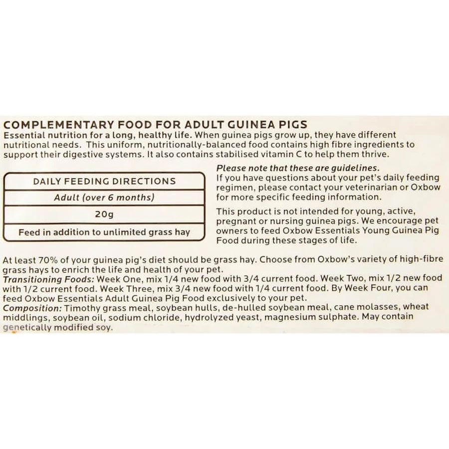 Oxbow Essential Adult Guinea Pig Food - Complete Food for Adult Guinea Pigs, 2.27 kg