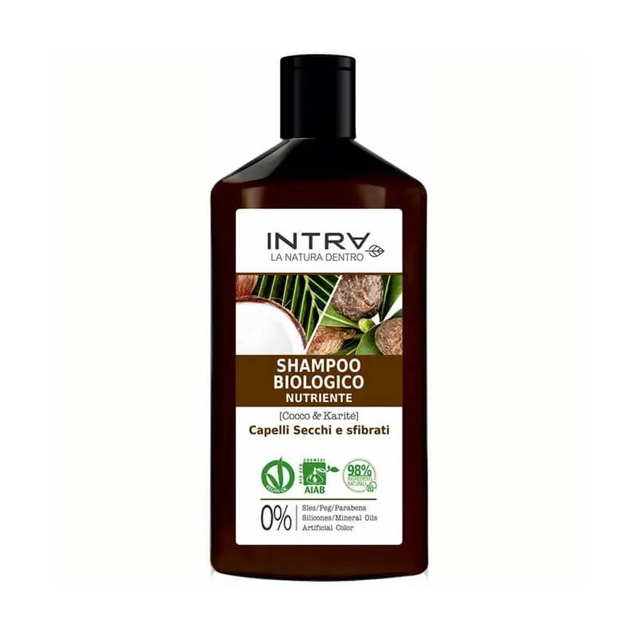 Intra Pflegendes Shampoo mit Kokosnuss und Sheabutter für trockenes und strapaziertes Haar, 250 ml