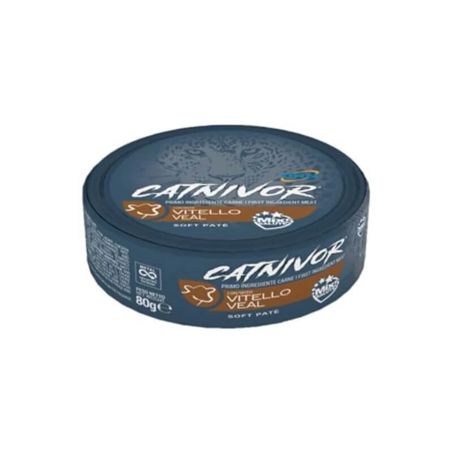 Drn Catnivor vițel – hrană completă pentru pisici, 80 g